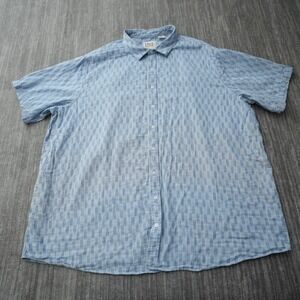 True Nation Shirt Men Blue Casual Button Up Plaid Short Sleeve Cotton Tall 4XL